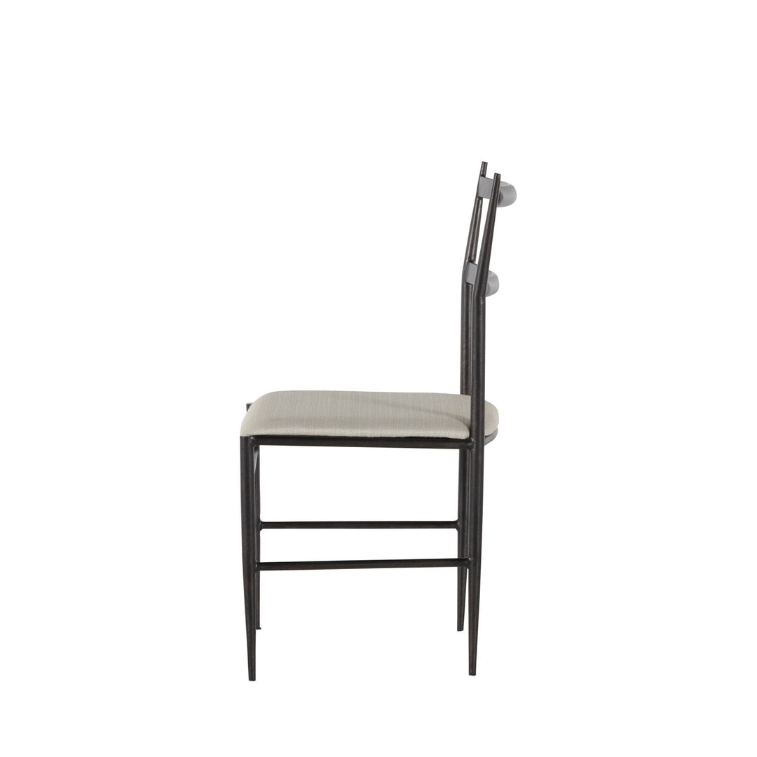 Ward Faux Leather Iron Tapered Legs Dining Chair - Brushed Black White