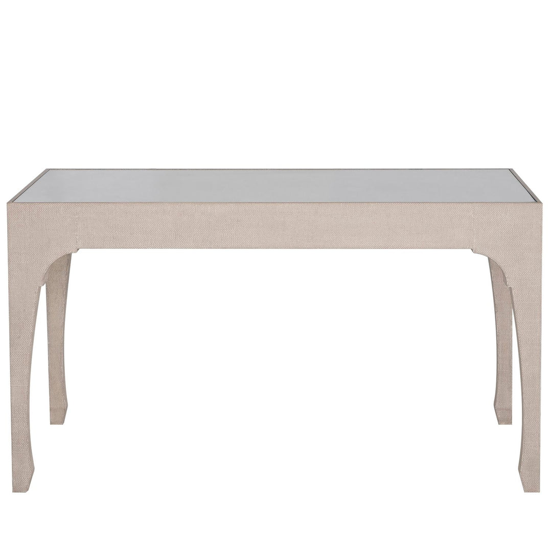 Vesey Mahogany Wood Desk - 1 Drawers, Whitewashed Raffia