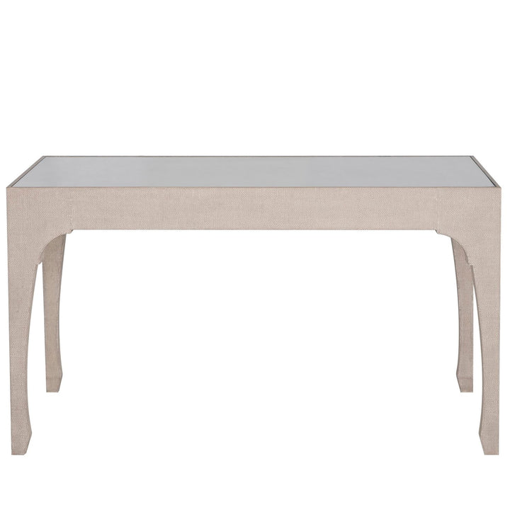 Vesey Mahogany Wood Desk - 1 Drawers, Whitewashed Raffia
