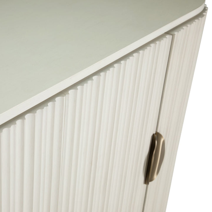 Isadora Wood Fluted Sideboard - 2 Shelves, Sesame White
