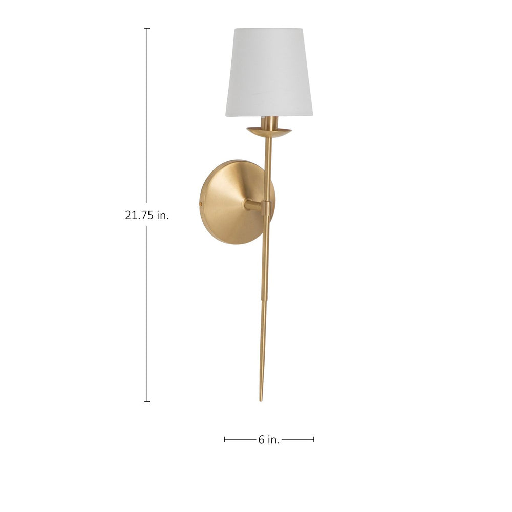 Granville Alabaster Brass White Linen Wall Sconce - 4.625 In. D X 21.75 In. H