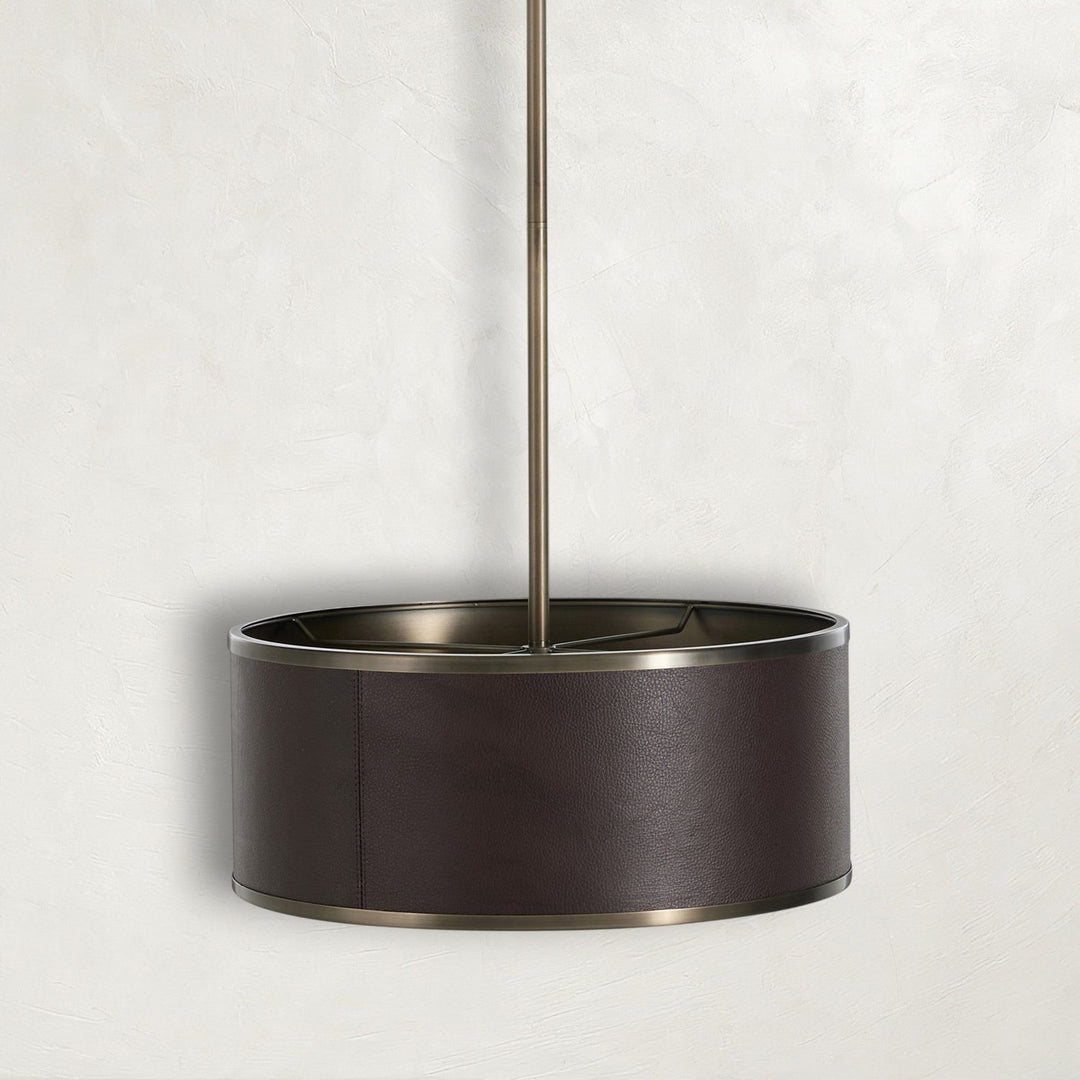 Vistara Mountain Bronze Leather Pendant - 18.25 In. D X 44.75 In. H