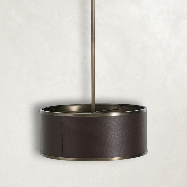 Vistara Mountain Bronze Leather Pendant - 18.25 In. D X 44.75 In. H