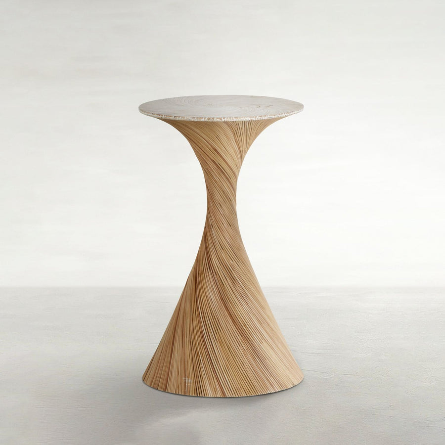 Kirk Wood Round Pedestal Drink Table - 12 In. W X 20.5 In. H