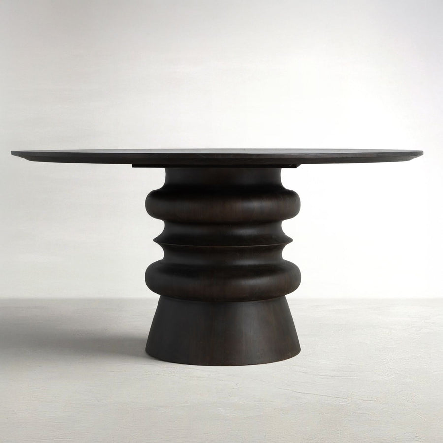 Teva Mindi Veneer Round Pedestal Dining Table - Forest Black, 60 In. W X 30 In. H
