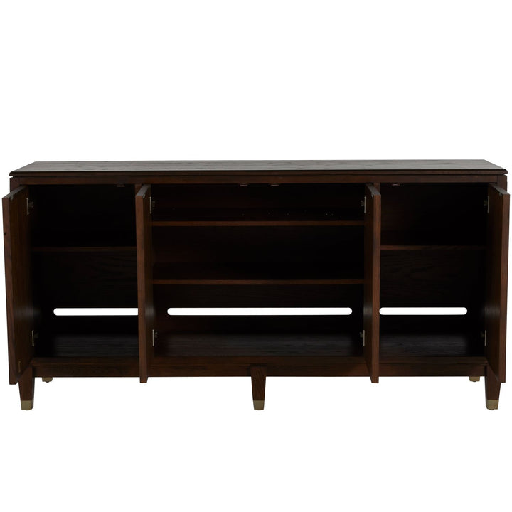 Saffron Oak Transitional Cabinet - 8 Shelves, Tuscan Brown
