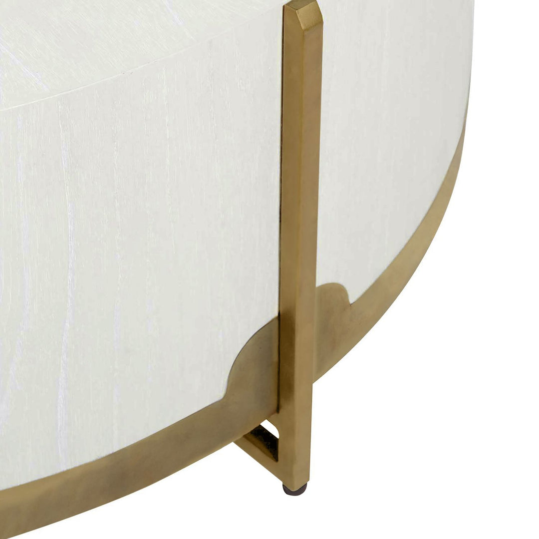 Clifton Mindi Veneer Round Coffee Table - White Cerused, 45.5 In. W X 18.5 In. H