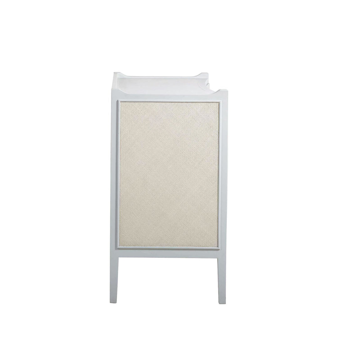 Jane Oak Wood Natural Seagrass Chest - 4 Drawers, Soft Sky Blue