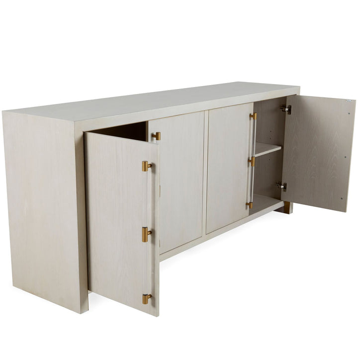 Winford Oak Waterfall Cabinet - 2 Shelves, Cerused White