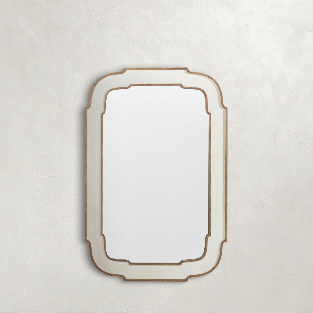 Joanie Curved Accent Mirror - Antique White, 60 In. H X 40 In. W X 1.25 In. D