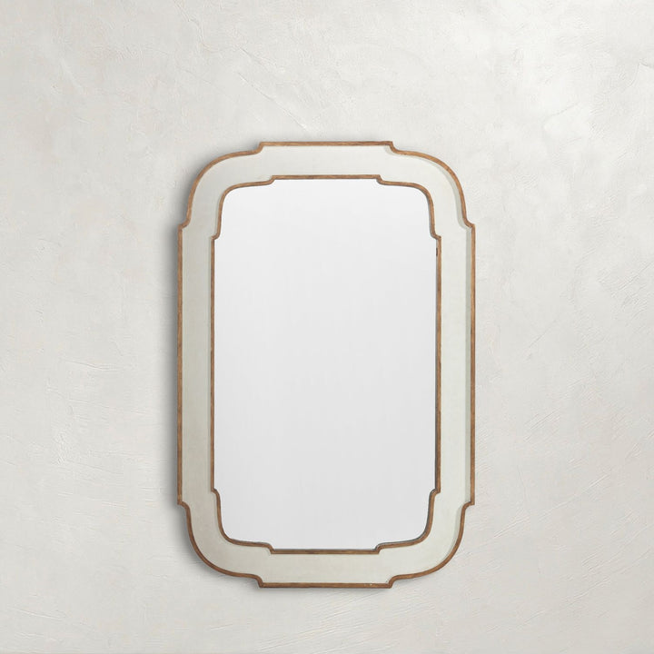 Joanie Curved Accent Mirror - Antique White, 60 In. H X 40 In. W X 1.25 In. D