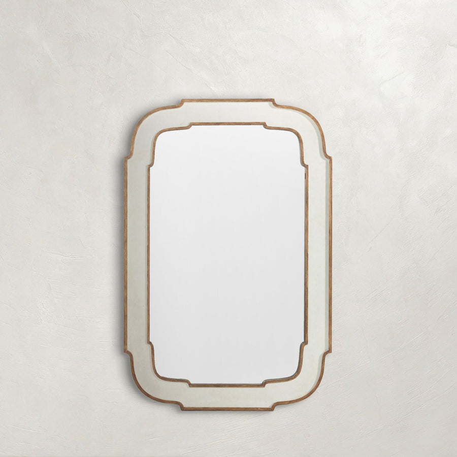 Joanie Curved Accent Mirror - Antique White, 60 In. H X 40 In. W X 1.25 In. D