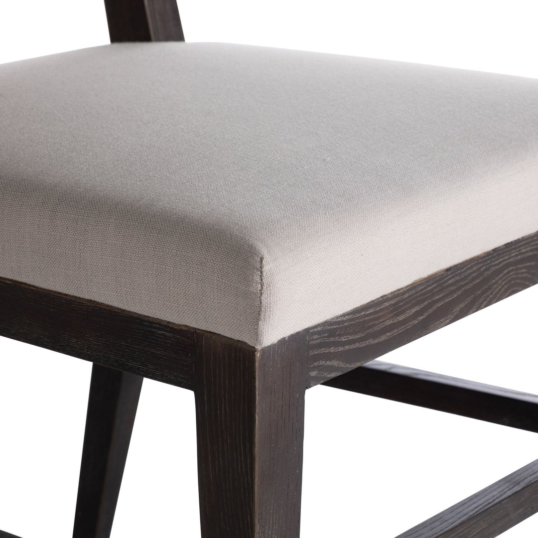 Josy Oak Tapered Legs Dining Chair - Cerused Ash Ivory Beige