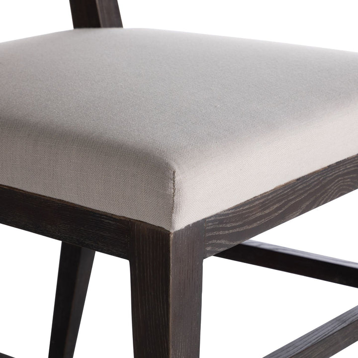 Josy Oak Tapered Legs Dining Chair - Cerused Ash Ivory Beige