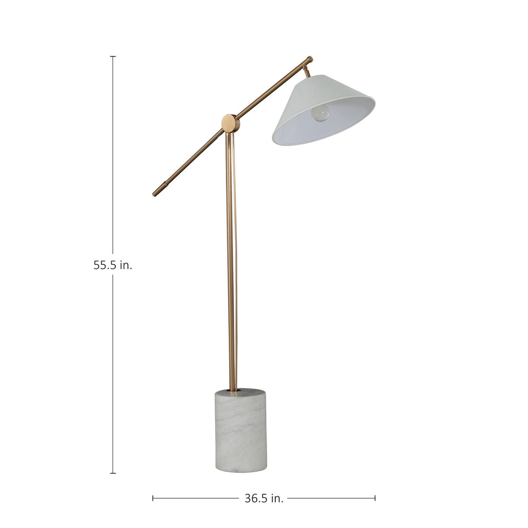 Estelle Brass Marble Base Bell Top Floor Lamp - 55.5 In. H