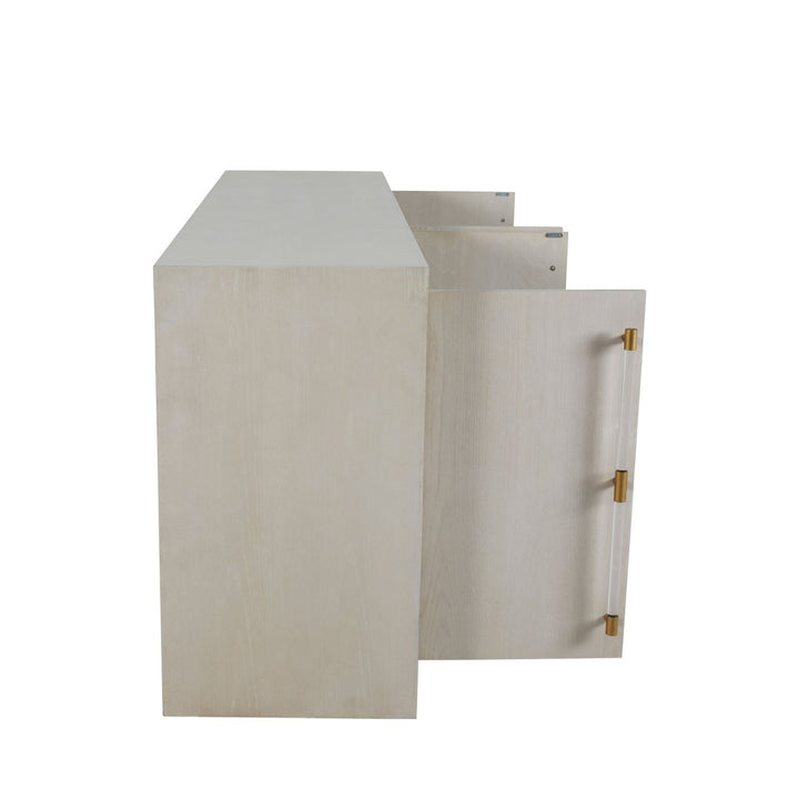 Winford Oak Waterfall Cabinet - 2 Shelves, Cerused White