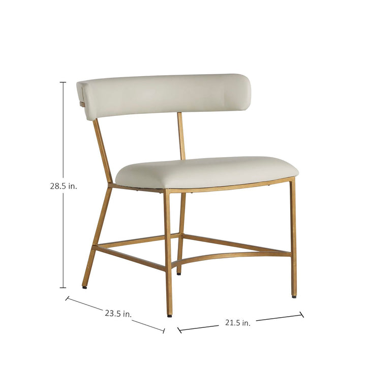 Matlock Metal Faux Leather Dining Chair - White Antique Gold