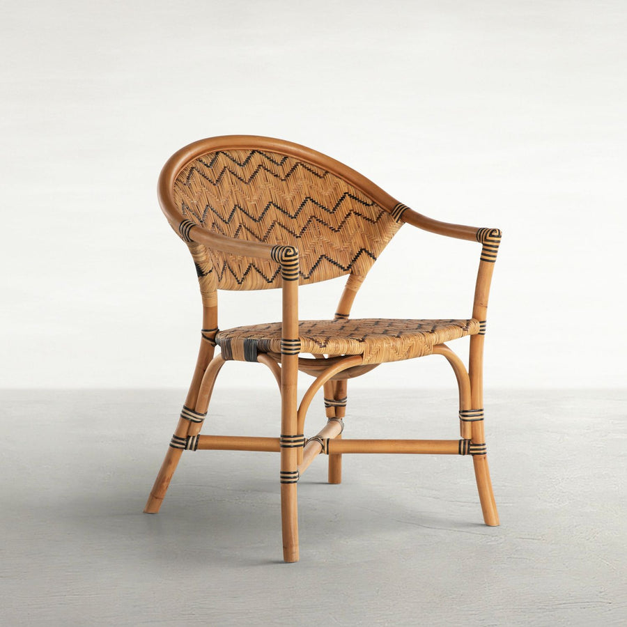 Emmett Natural Rattan Curved Back Dining Chair - Brown Black