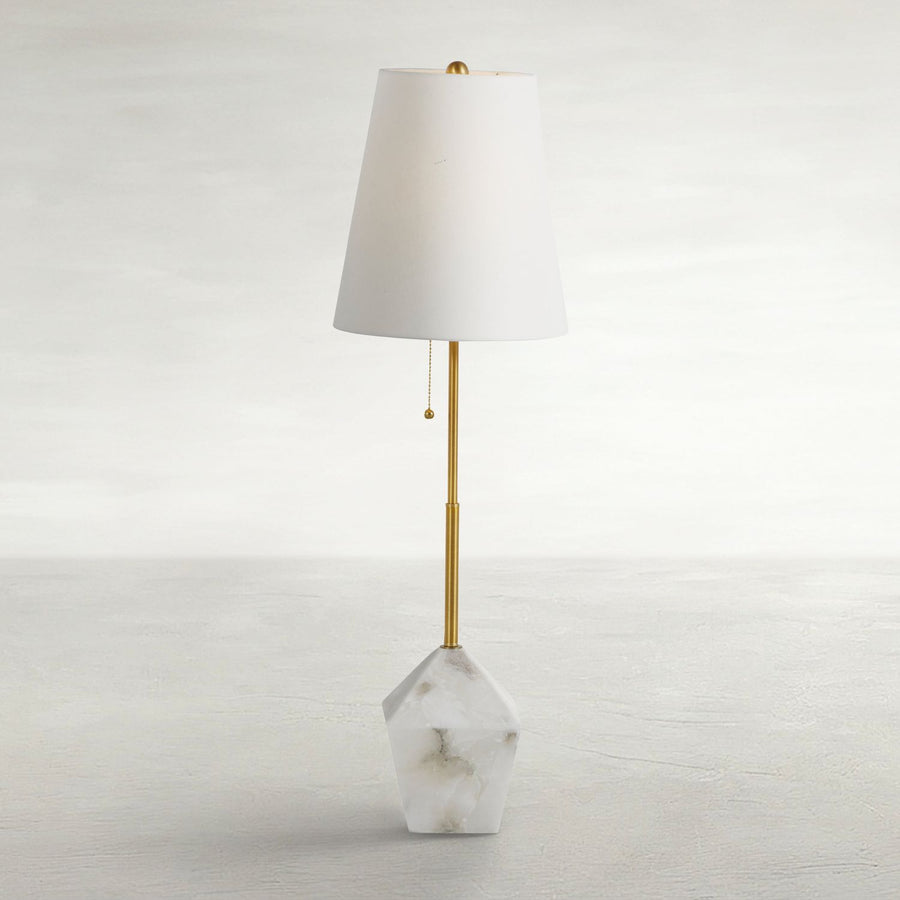 Perry Alabaster Stained Gold Tapered Table Lamp - 33 In. H