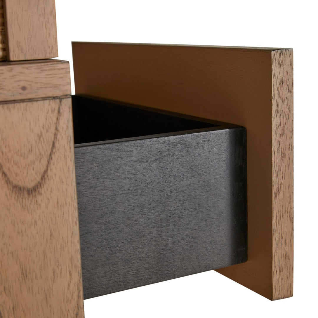 Elsa Mindi Wood Desk - 6 Soft-Close Drawers, Blonde Natural