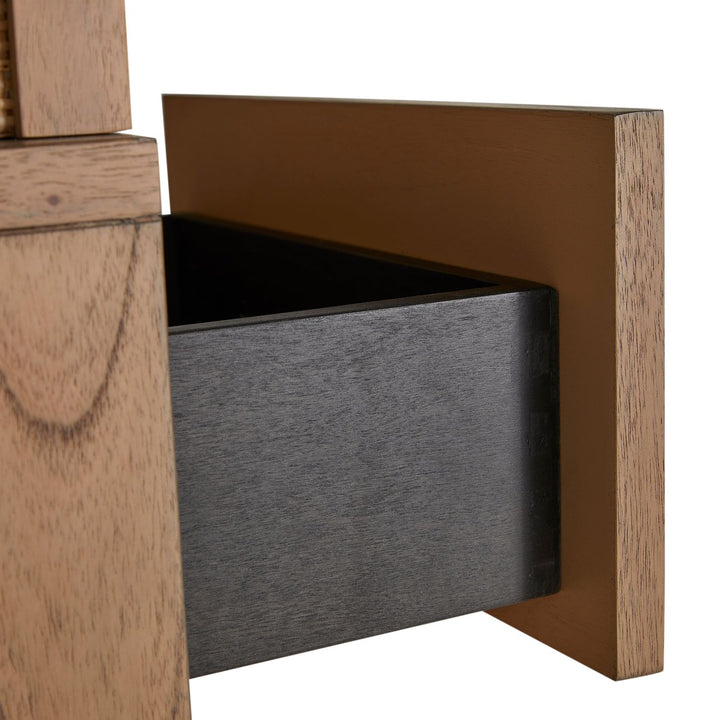 Elsa Mindi Wood Desk - 6 Soft-Close Drawers, Blonde Natural