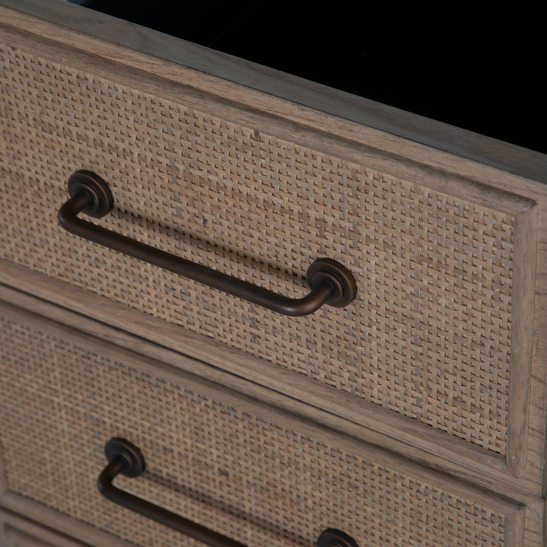 Elsa Mindi Wood Desk - 6 Soft-Close Drawers, Blonde Natural