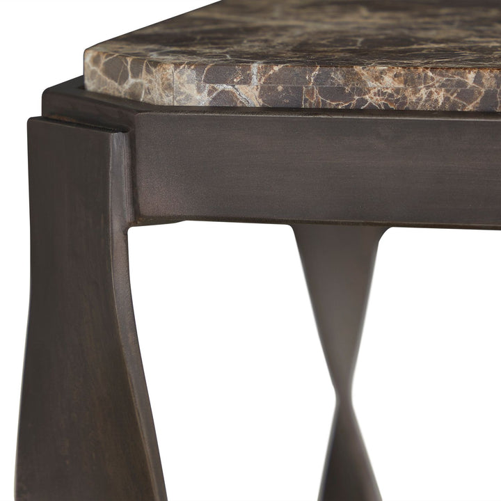 Armand Metal Travertine Side Table - 14 In. W X 22 In. H