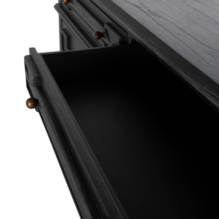 Ezekiel Mindi Wood Sideboard - 3 Shelves, Cerused Forest Black