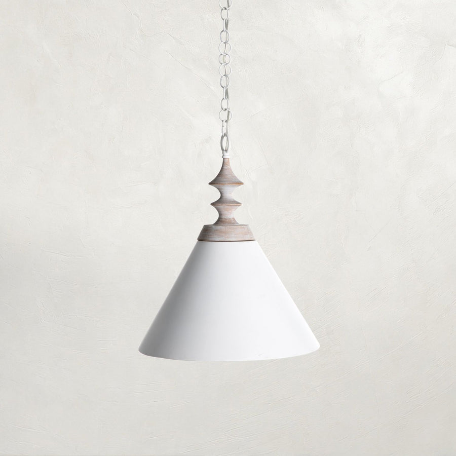Tovah Wood Natural Whitewashed Matte White Pendant - 18 In. D X 20.75 In. H