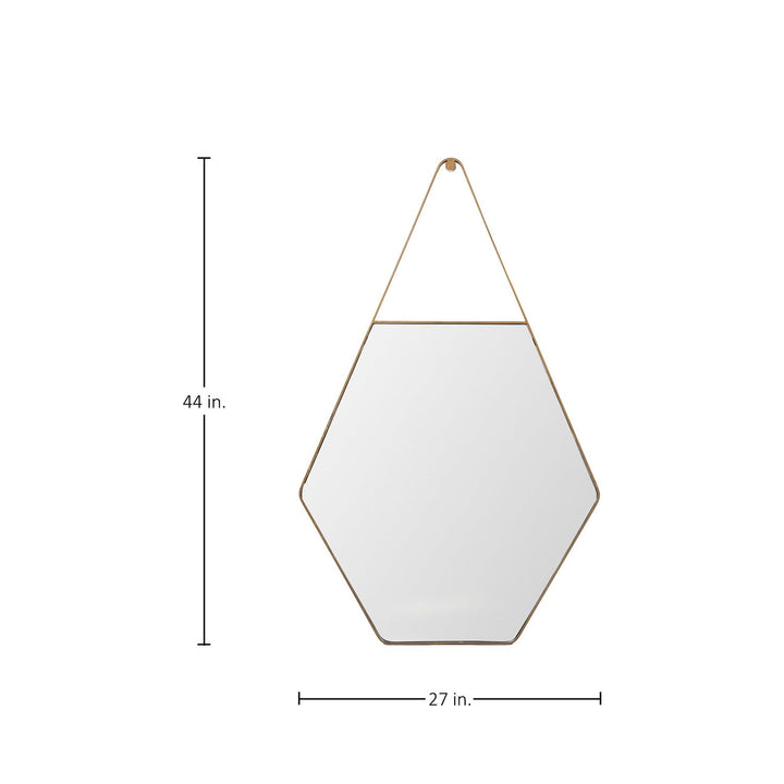 Lovell Hexagon Accent Mirror - Brushed Antique Gold, 44 In. H X 27 In. W X 1 In. D