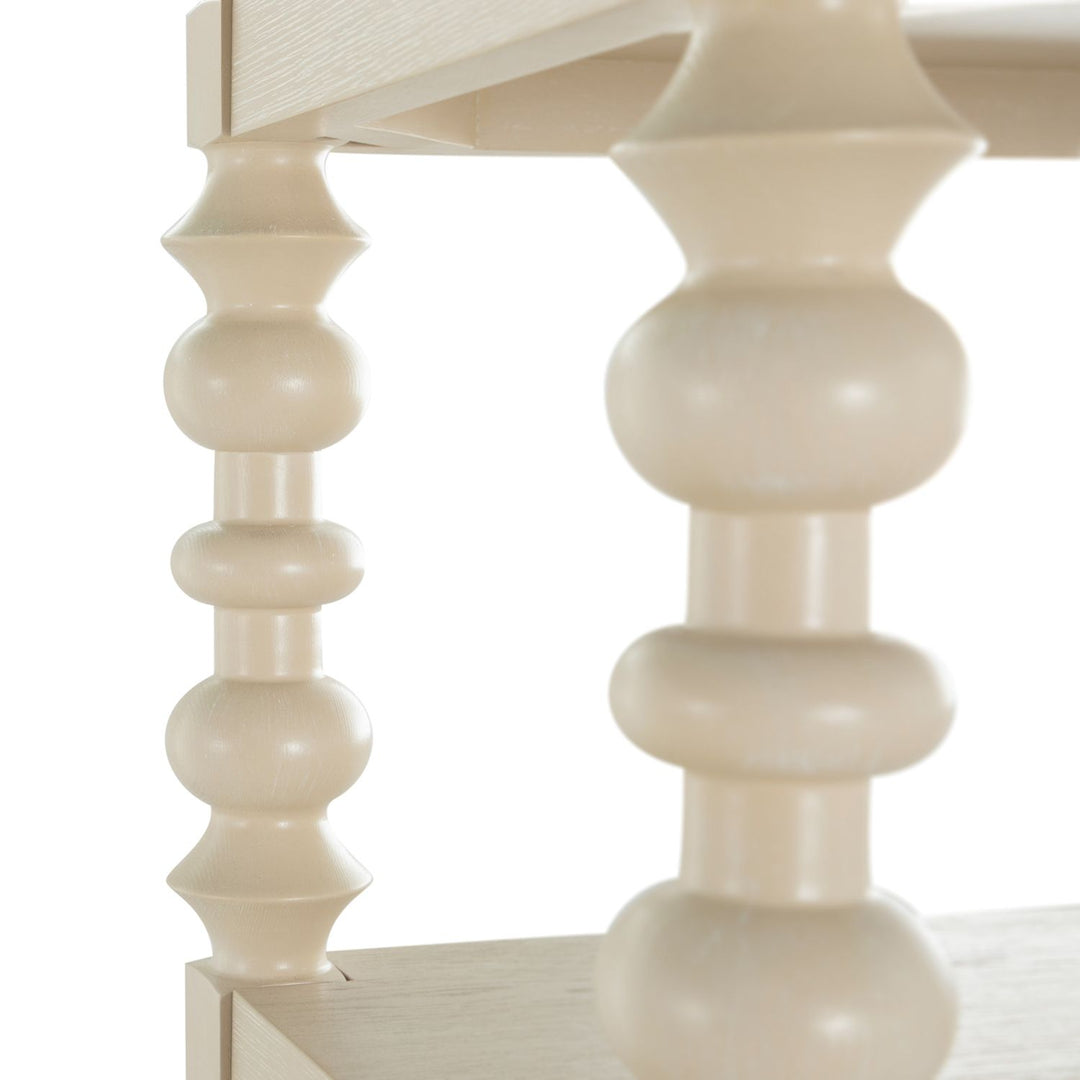 Natalie Ash Wood Bookcase - 5 Shelves, Cerused White