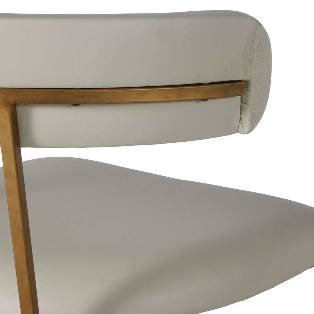 Matlock Metal Faux Leather Dining Chair - White Antique Gold