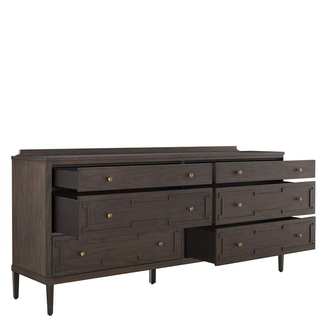 Glenwood Mindi Wood Dresser - 6 Drawers, Cerused Brown