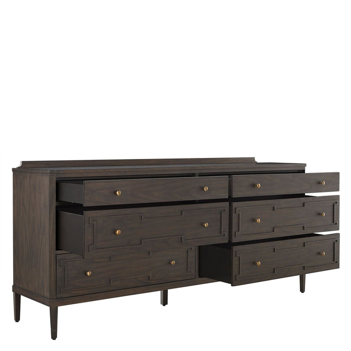 Glenwood Mindi Wood Dresser - 6 Drawers, Cerused Brown