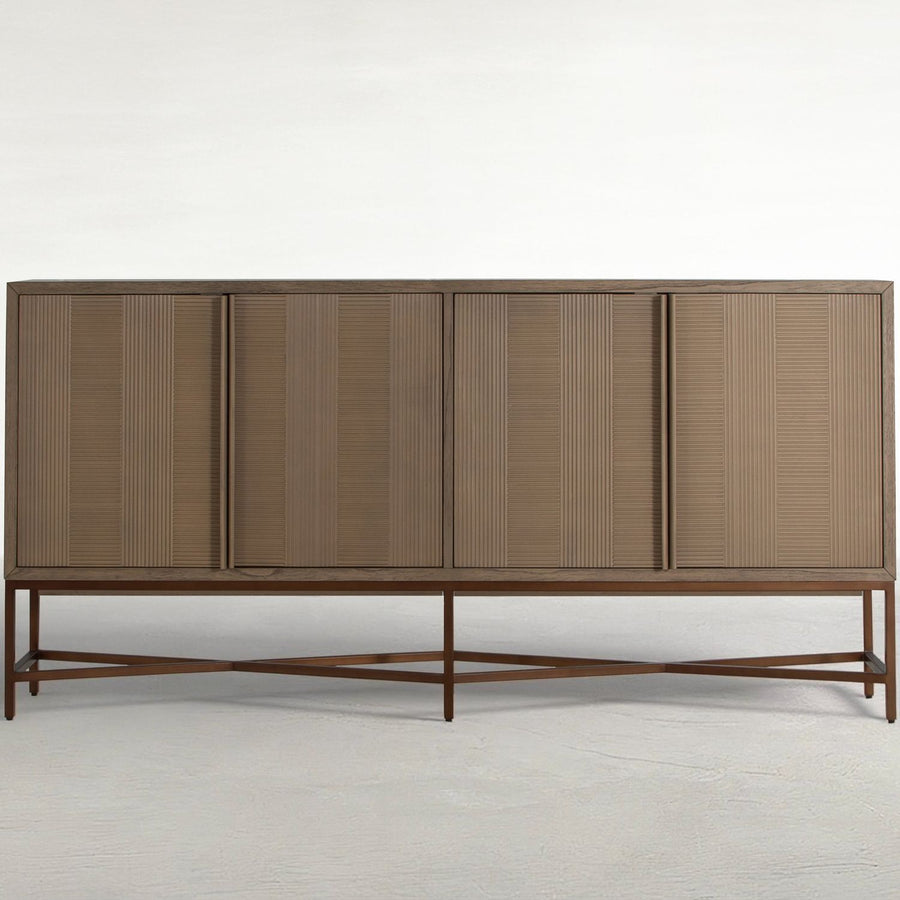 Carol Oak Wood Storage Sideboard - 2 Shelves, Light Natural Blonde