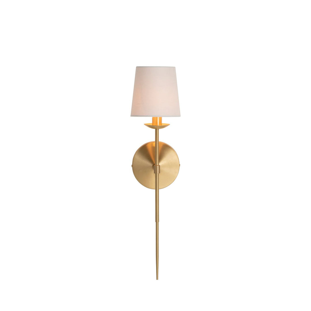 Granville Alabaster Brass White Linen Wall Sconce - 4.625 In. D X 21.75 In. H