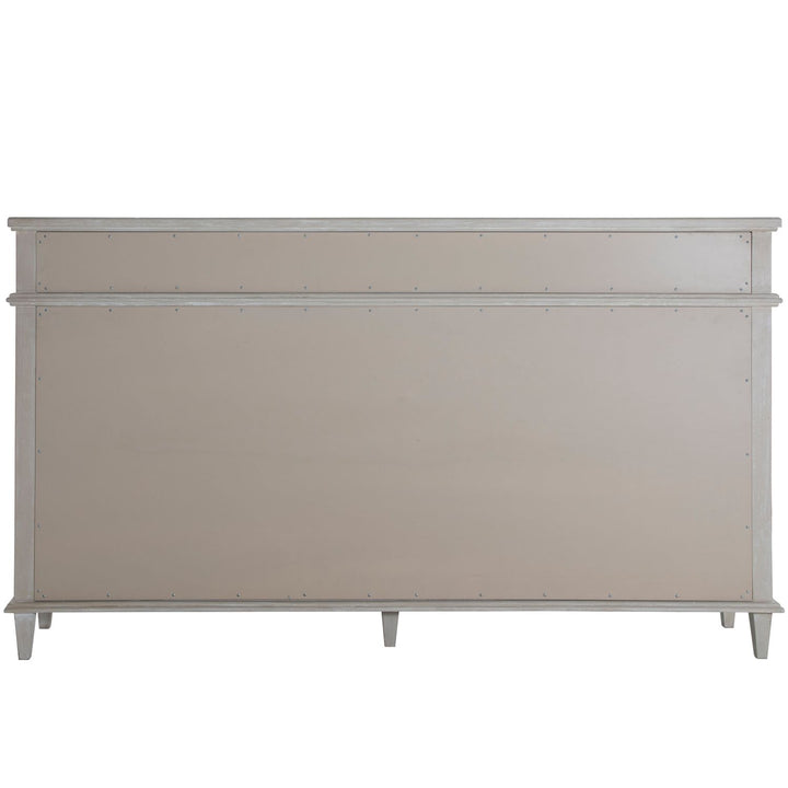 Isaac Mindi Oak Wood Ribbed Cabinet - 2 Shelves, Cerused White Sesame