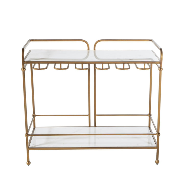 Thia Marble Bar Console Table - Fixed Shelf, Brushed Brass