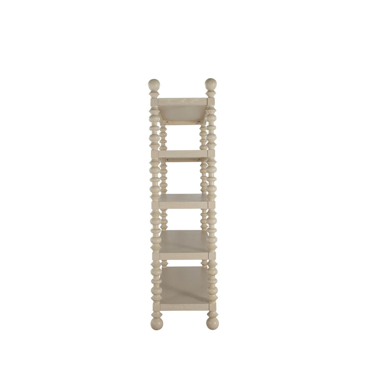 Natalie Ash Wood Bookcase - 5 Shelves, Cerused White