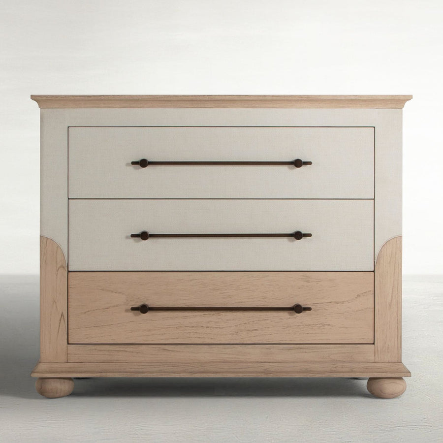 Crestine Mindi Wood Chest - 3 Drawers, White Raffia
