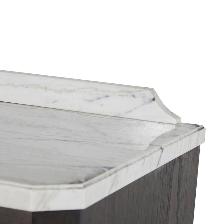 Glenwood Sungkai Wood Marble Top Nightstand - 1 Drawer, Forest Black