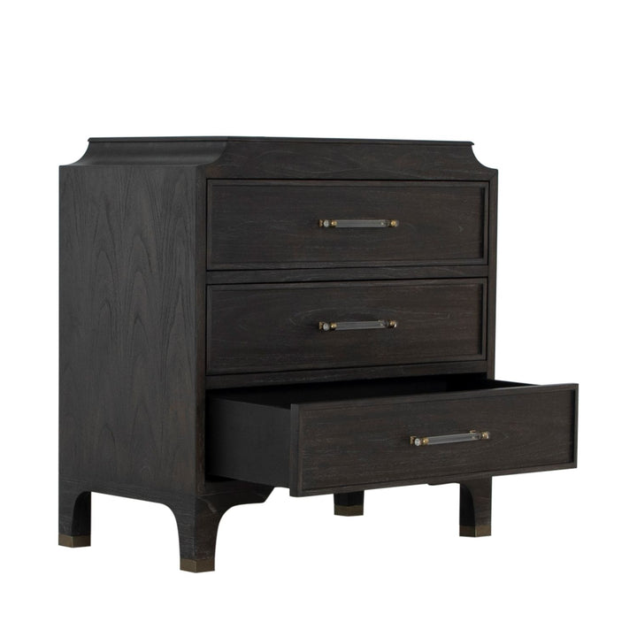 Alexandra Mindi Wood Storage Chest - 3 Drawers, Cerused Forest Black