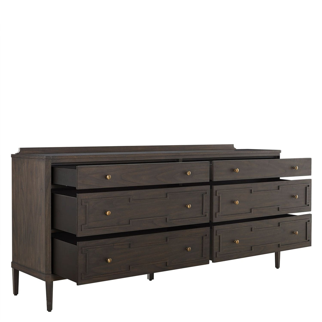 Glenwood Mindi Wood Dresser - 6 Drawers, Cerused Brown