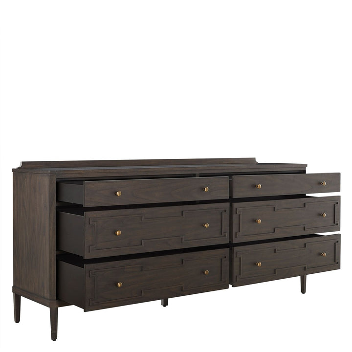 Glenwood Mindi Wood Dresser - 6 Drawers, Cerused Brown