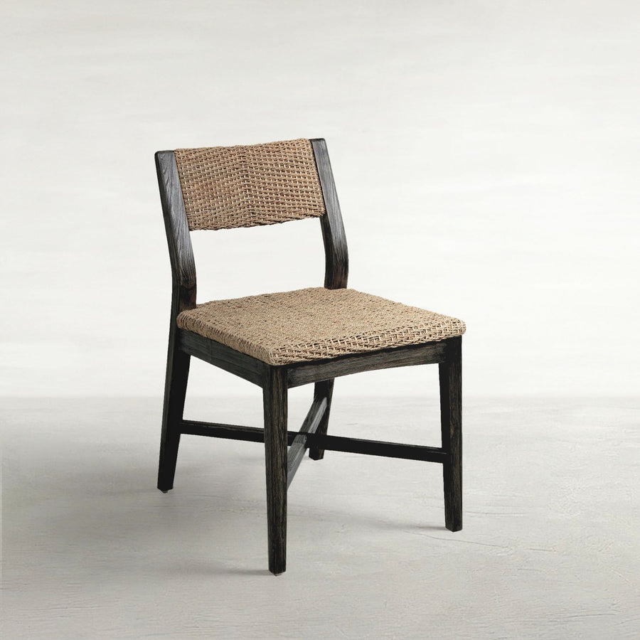 Richard Rubber Wood Seagrass Mod Curved Side Chair - Dark Brown
