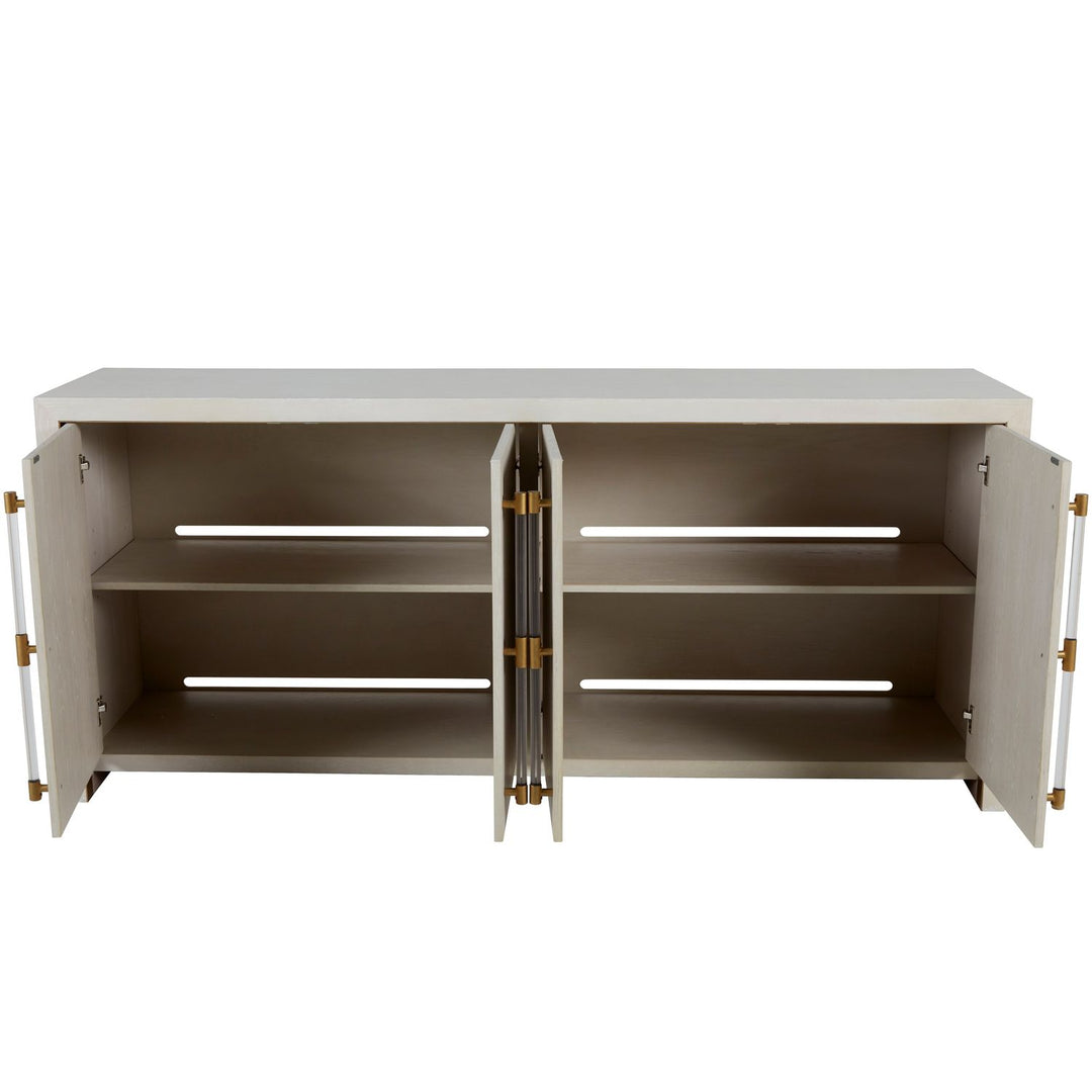 Winford Oak Waterfall Cabinet - 2 Shelves, Cerused White