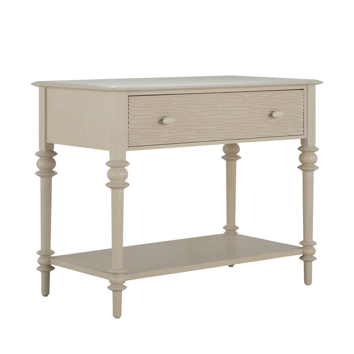Anastasia Oak Wood Nightstand - 1 Drawer, Cerused White