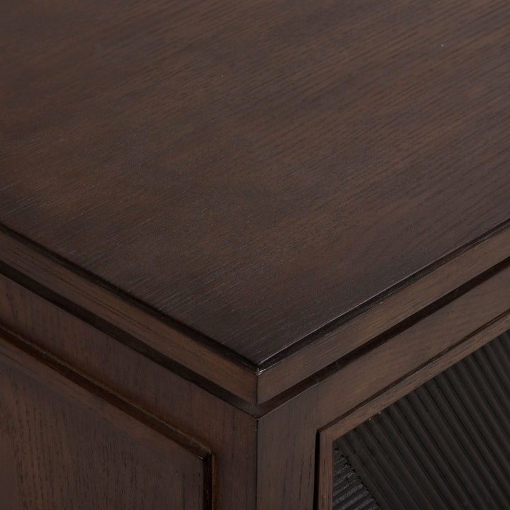 Saffron Oak Transitional Cabinet - 8 Shelves, Tuscan Brown