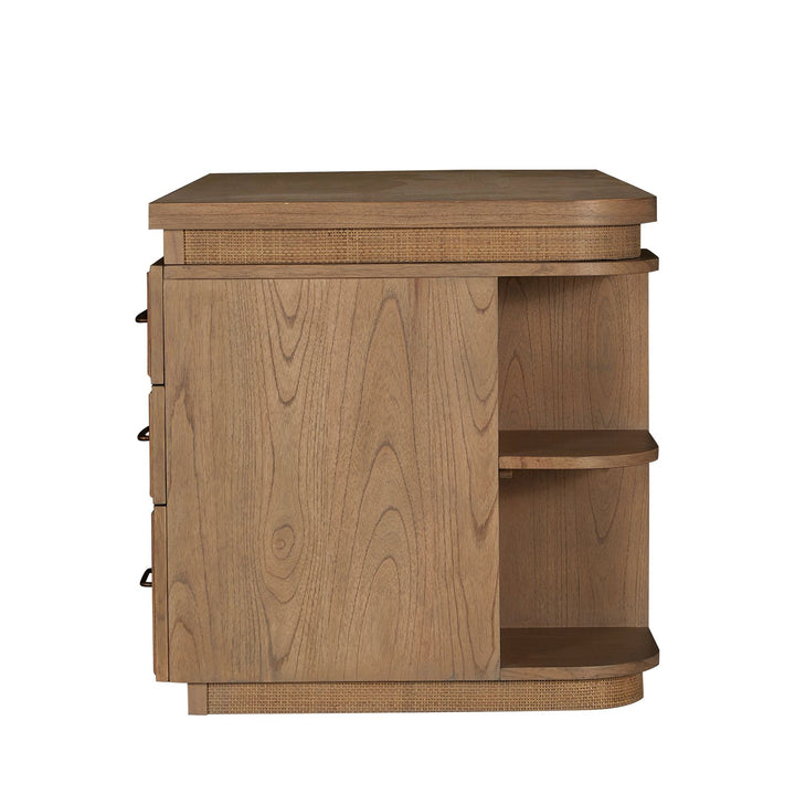 Elsa Mindi Wood Desk - 6 Soft-Close Drawers, Blonde Natural