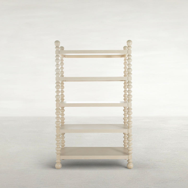 Natalie Ash Wood Bookcase - 5 Shelves, Cerused White
